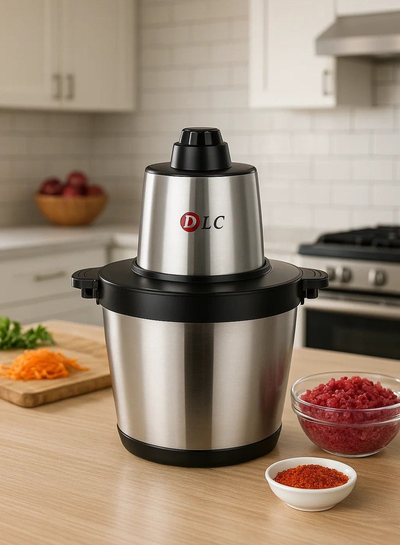DLC Multifunctional Electric Food Chopper 600W 6L – Stainless Steel Meat Grinder & Vegetable Cutter, 4D Blades, Safety Lock - Image 2