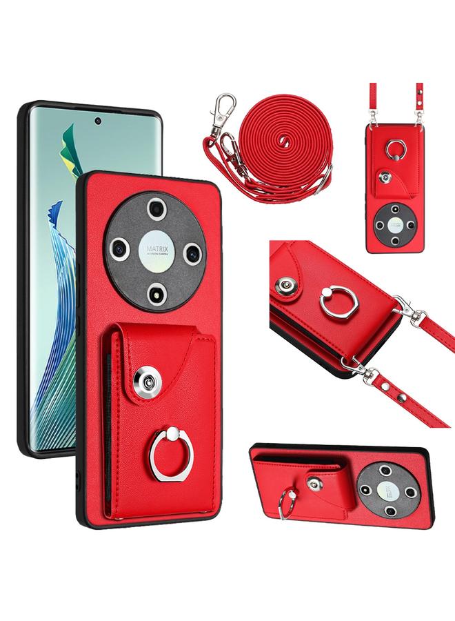 اس-توب جراب لهاتف Honor X9b / Magic6 Lite، جراب هاتف مزود بحلقة وحقيبة بطاقات وحزام طويل - Image 1