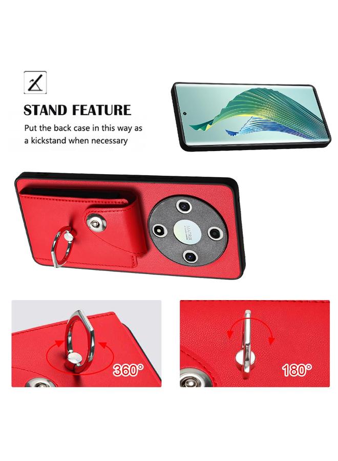 اس-توب جراب لهاتف Honor X9b / Magic6 Lite، جراب هاتف مزود بحلقة وحقيبة بطاقات وحزام طويل - Image 5