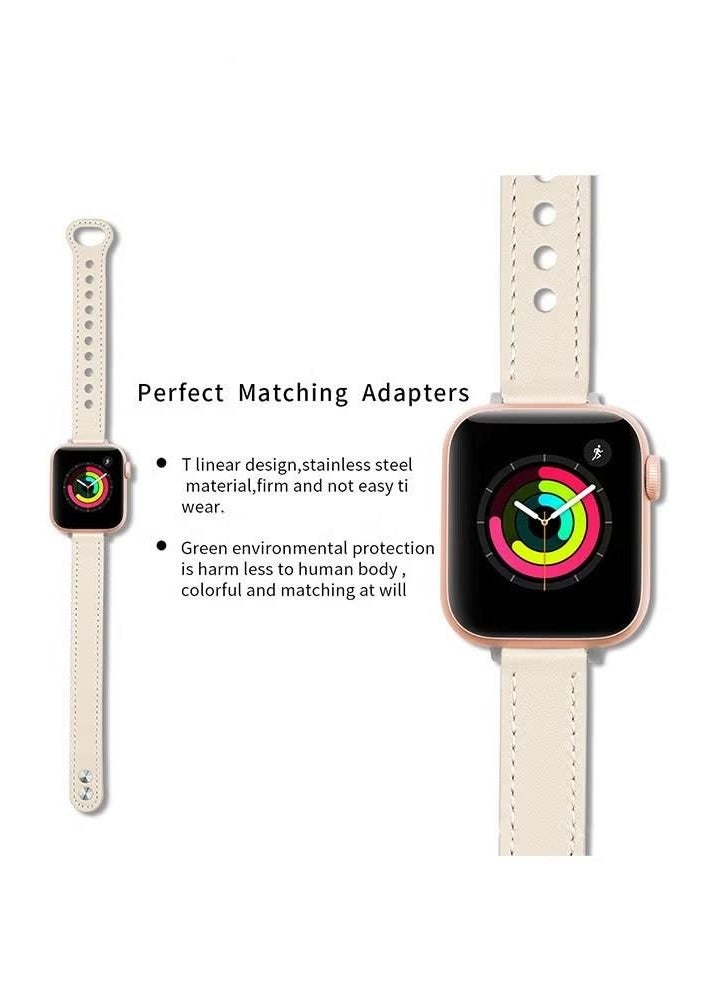 Slim Leather Apple Watch Band, 38mm/40mm/41mm, Leather Thin Replacement Strap Wristband for iWatch Ultra 2 SE Series 10/9/8/7/6/5/4/3/2/1 - Image 4