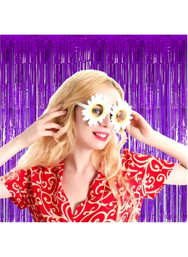 مارك ستارة فويل أرجوانية | 1 × 2 متر خلفية حفلات من الزينة المعدنية للهالوين، وحفلات استقبال المولود الجديد، وحفلات الزفاف، والعيد، والتخرج، وديكورات حفلات أعياد الميلاد [عبوة من قطعتين] - Image 4