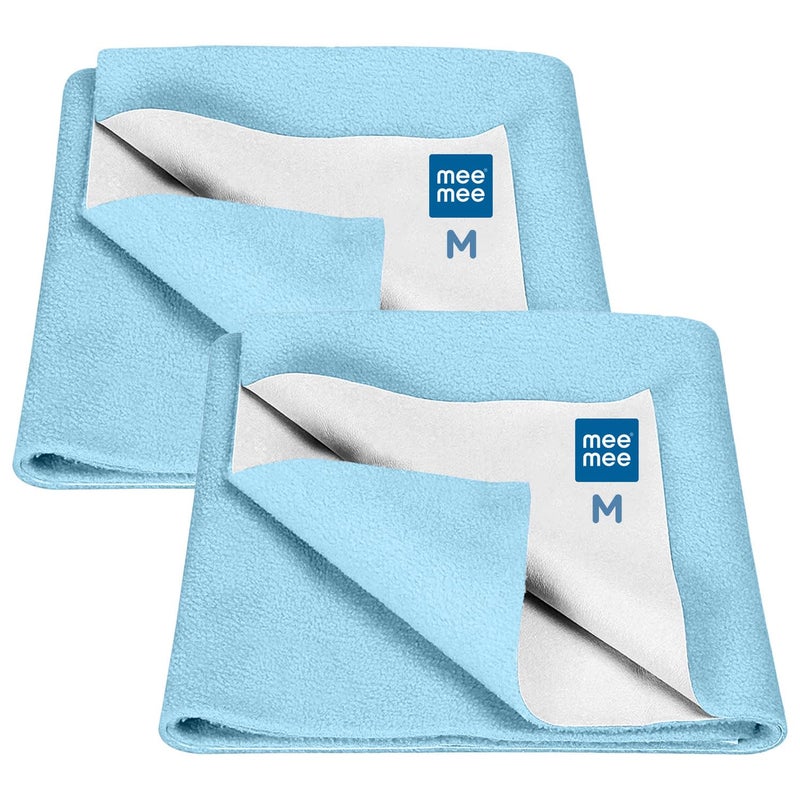 mee mee Mee Mee Reusable Water Proof Cotton Bed Protector Sheet/Extra Absorbent Mat/Dry Sheets/Urine Sheet/Dry Mat Pack of 2 (70CmX100Cm) (Medium, Blue) - Image 1