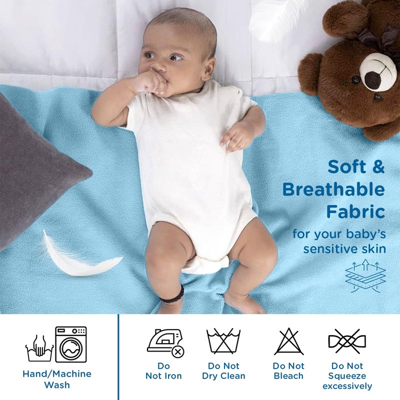 mee mee Mee Mee Reusable Water Proof Cotton Bed Protector Sheet/Extra Absorbent Mat/Dry Sheets/Urine Sheet/Dry Mat Pack of 2 (70CmX100Cm) (Medium, Blue) - Image 2