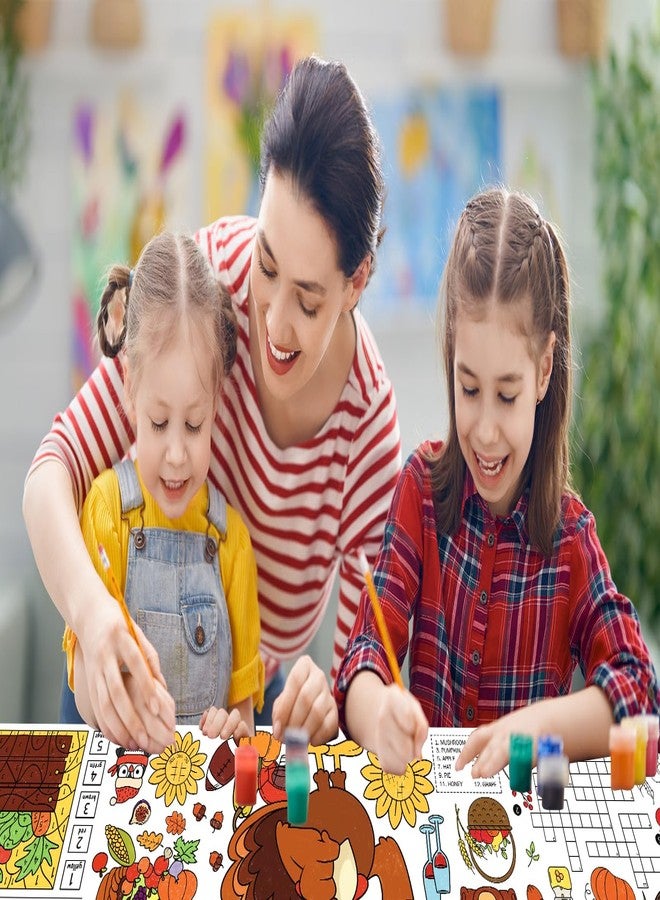 JUESMOS Thanksgiving Coloring Tablecloth for Kids 72'' x 30'' Giant Fall Thanksgiving Coloring Poster Disposable Harvest Themed Table Cloth to Color Paper Tablecloth Crafts for Home Classroom Decor - Image 2