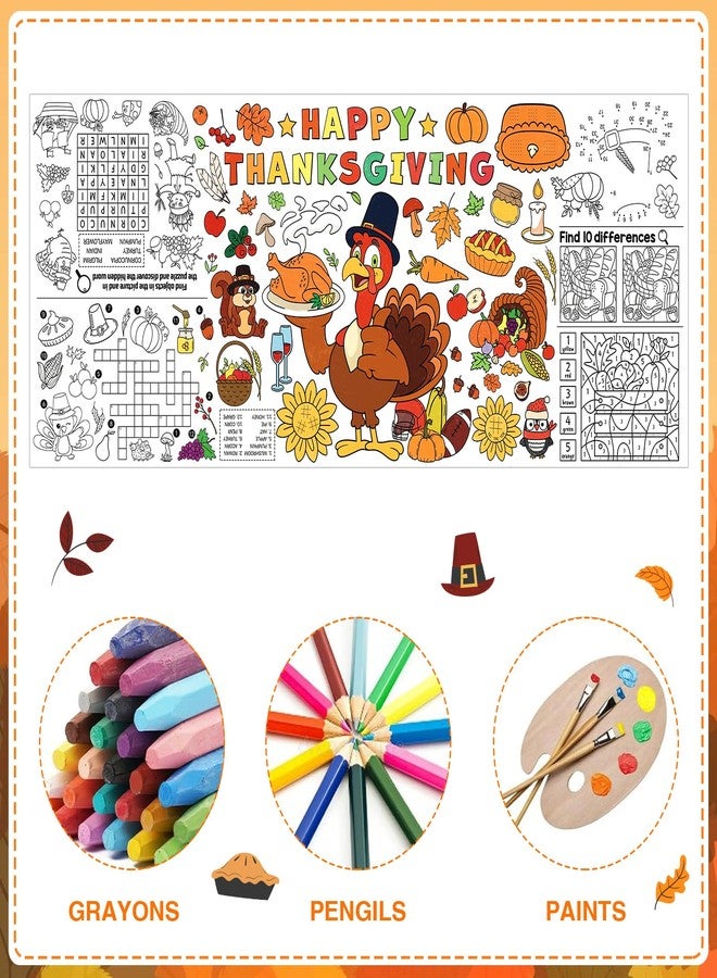 JUESMOS Thanksgiving Coloring Tablecloth for Kids 72'' x 30'' Giant Fall Thanksgiving Coloring Poster Disposable Harvest Themed Table Cloth to Color Paper Tablecloth Crafts for Home Classroom Decor - Image 3