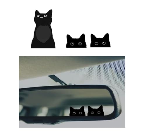 MAKTEM 4 PCS Cute Kitty Cat Mirror Decals for Car Rearview Mirror Peeking Vinyl Sticker Car Acceesories Car Decals for Women Girls Small Sticker for Laptop Hard case Waterbottle CAT - Image 1
