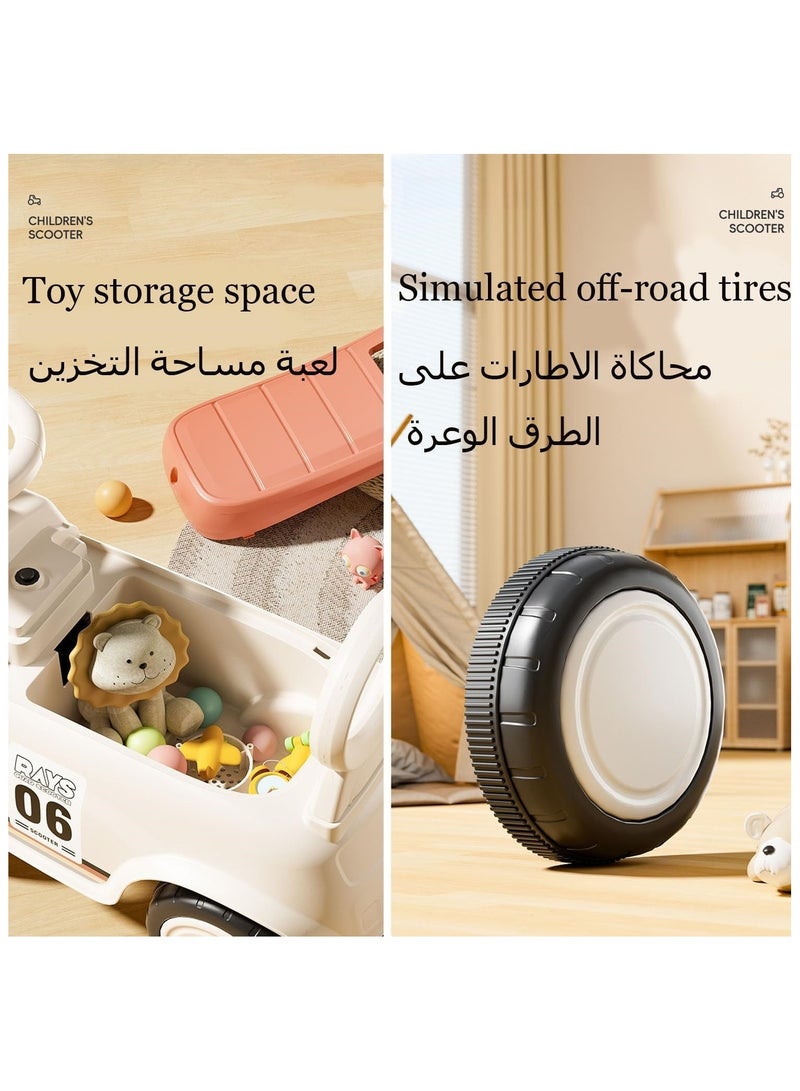سوفام ركوب دراجة توازن الأطفال، ركوب ركوب السيارات للأطفال، ركوب دراجة الأطفال الصغار ركوب الأطفال مع سلة الموسيقى والإضاءة والتخزين، السلامة ضد الإنقلاب، لمدة 0-36 شهرًا (البني) - Image 4