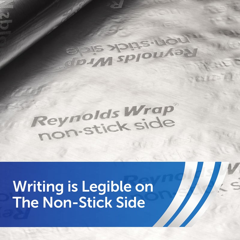 Reynolds Wrap Non Stick Aluminum Foil, Nonstick Aluminum Foil Roll, Prevents Food Sticking and Messy Cleanup, Great for Covering Casseroles and leftovers, 43.33 Yards x 12 Inches, 130 Sq.Ft. - Image 3
