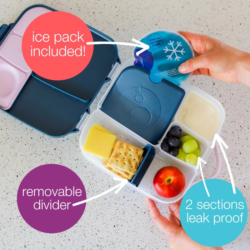 b.box Lunch Box for Kids: Bento Box w/ 4 Compartments (2 Leak Proof), Removable Divider & Gel Pack. Ideal for Big Eaters 3+. School Supplies, 8½ Cup Capacity - Image 5