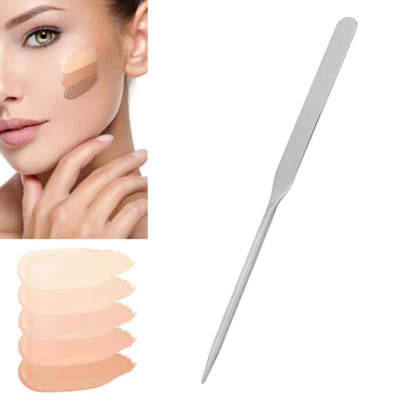 YOSOO Stainless Steel Makeup Spatula, Liquid Spatula Stainless Steel Ergonomic Nail Art Stirring Tool Makeup Artist Makeup Tool Makeup Mixing Palette Makeup Plate for - Image 1