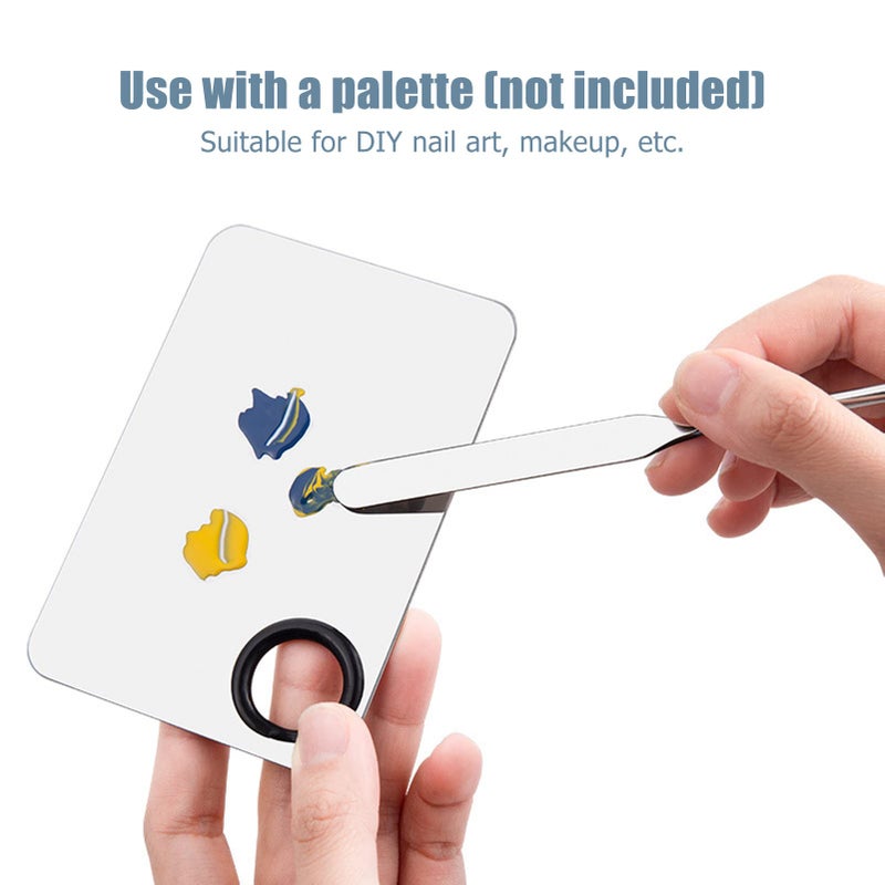 YOSOO Stainless Steel Makeup Spatula, Liquid Spatula Stainless Steel Ergonomic Nail Art Stirring Tool Makeup Artist Makeup Tool Makeup Mixing Palette Makeup Plate for - Image 5