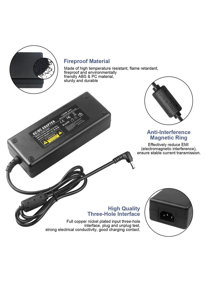 اليكليڤ - 24V 5A امدادات الطاقة المملكة المتحدة, ELIKLIV AC إلى DC 24V5A شاحن محول 120W AC 100V - 240V محول 5.5 مم × 2.5 مم مقبس إخراج لشريط إضاءة LED ، جهاز تنقية المياه ، محرك المضخة ، جهاز تنقية المياه - Image 1