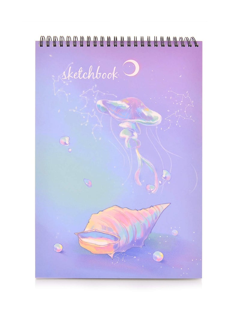 Excefore Sketch Book, 8”X11.5” 100 Pages(110gsm), Spiral Bound Artist Sketch Pad, Durable Acid Free Drawing Paper for Drawing, Painting, Sketching or Doodling, Purple Cover, White Paper  - Image 1