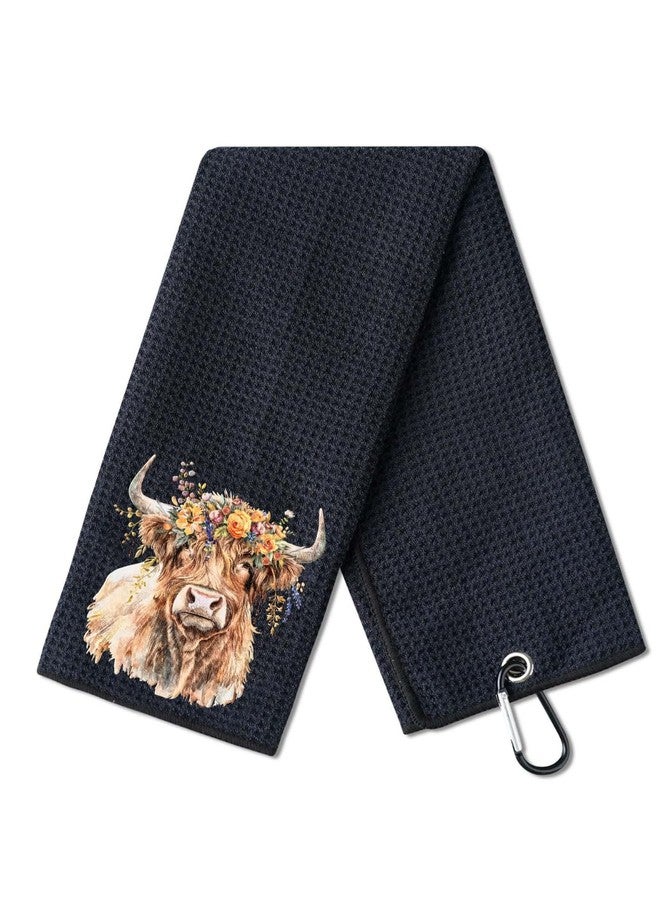CybGene Highland Cow Gifts Golf Towel, Gifts for Highland Cow Lovers, 15.7“x23.6” Microfiber Golf Towel for Golf Bags for Birthday, Christmas - Image 1