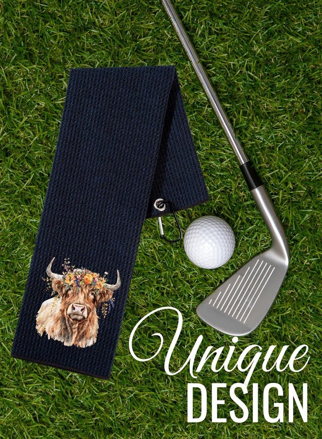 CybGene Highland Cow Gifts Golf Towel, Gifts for Highland Cow Lovers, 15.7“x23.6” Microfiber Golf Towel for Golf Bags for Birthday, Christmas - Image 2
