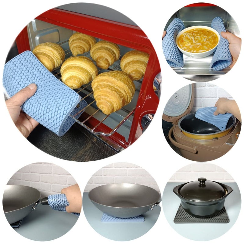 Besillia Silicone Trivets for Hot Dishes,Trivets for Hot Pots and Pans, Silicone mats for Kitchen Counter,Hot Pads Pot Holders, Hot Pads,Square-Blue Colour,6pcs - Image 5