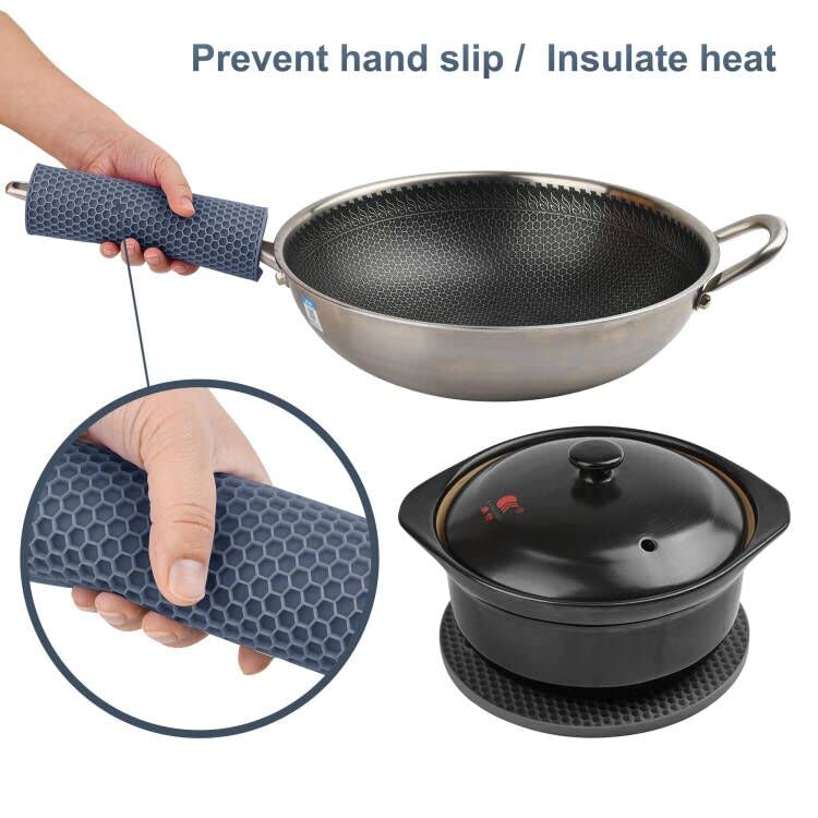 Besillia Silicone Trivets for Hot Dishes,Trivets for Hot Pots and Pans, Silicone mats for Kitchen Counter,Hot Pads Pot Holders, Hot Pads,Square-Blue Colour,6pcs - Image 3