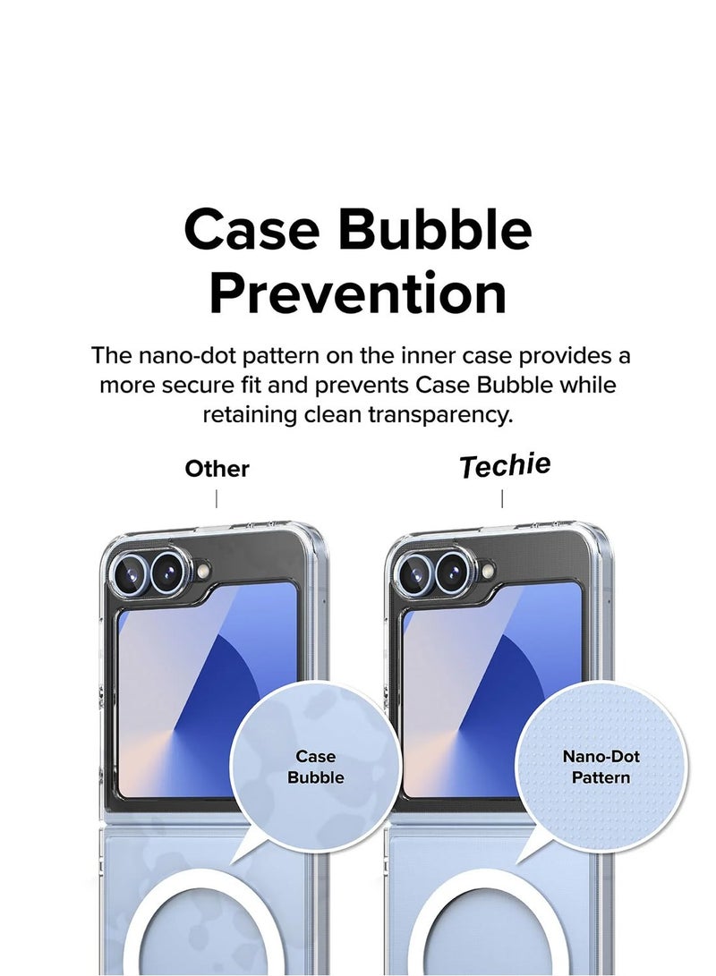 Techie Samsung Galaxy Z Flip6 Ultra Clear Case with MagSafe – Slim, Anti-Yellowing Cover with Camera Lens Protection, Magnetic Holder Compatible - Image 4