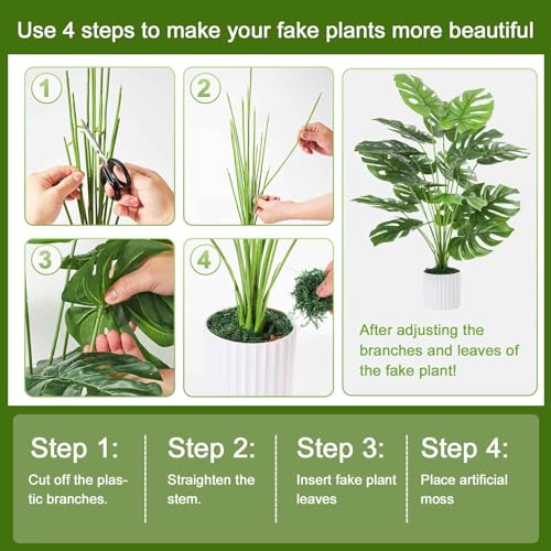 Guheake 28" Fake Plants Large, Artificial Monstera Faux Plants Indoor Tall for Floor Home Office Farmhouse Bedroom Decor - Image 4
