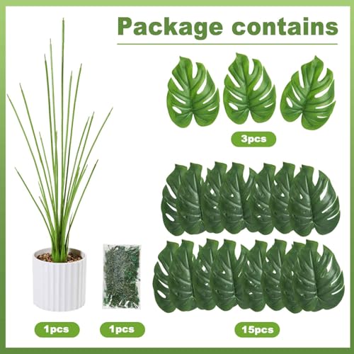 Guheake 28" Fake Plants Large, Artificial Monstera Faux Plants Indoor Tall for Floor Home Office Farmhouse Bedroom Decor - Image 3