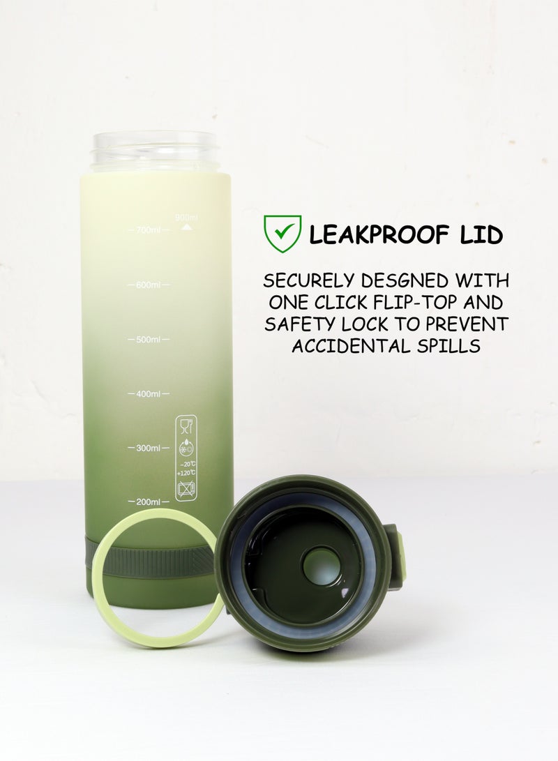 Toshionics زجاجة مياه رياضية سعة 900 مل مع غطاء قفل آمن بلمسة واحدة ومقبض حمل على الغطاء - خالية من BPA، غطاء مانع للتسرب، صديقة للبيئة، بلاستيكية، زجاجة مياه قابلة لإعادة الاستخدام للبالغين والأطفال في المدرسة، المكتب، الترطيب اليومي، الصالة الرياضية، اللياقة البدنية، الهواء الطلق، الرياضة والسفر، زجاجة سعة 30 أونصة - Image 4