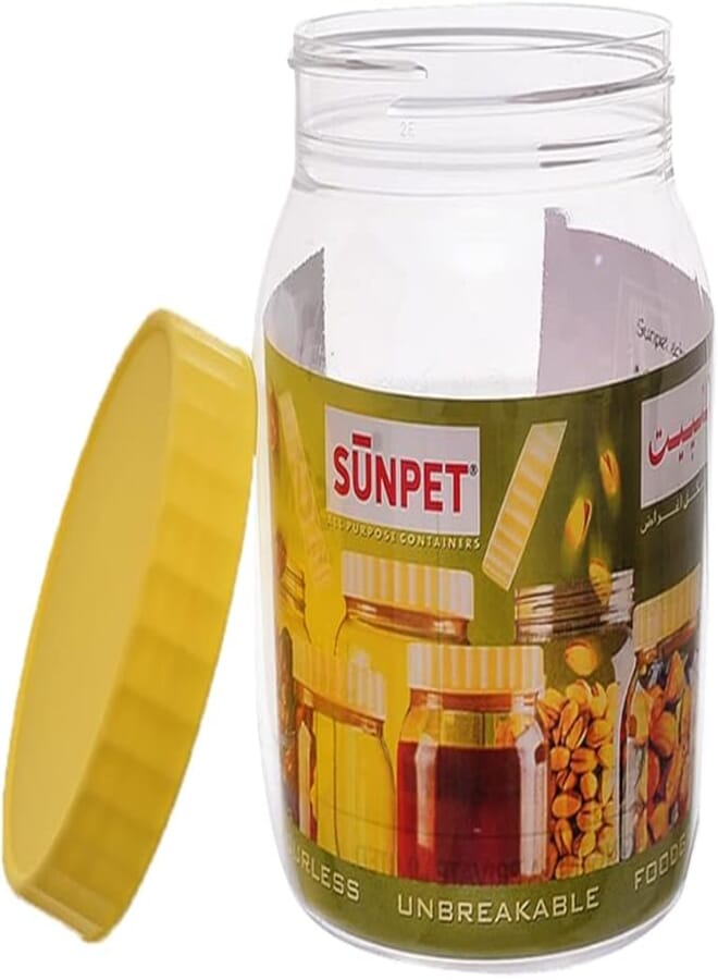 Sunpet round jar 500 ml transparent with a yellow lid