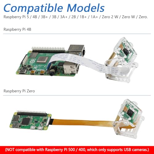 FREENOVE 5MP Camera for Raspberry Pi 5 4 B 3 B+ A+ Zero 2 W with Adjustable Holder and Ribbon Cable, 62° Viewing Angle, 1080P 720P Output - Image 3