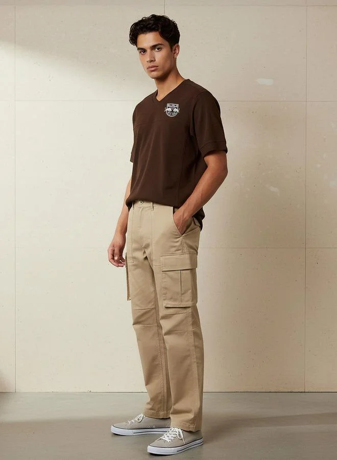 Splash FAV BEIGE Smart Regular Fit Twill Cargo Trousers for Men | Best Price UAE