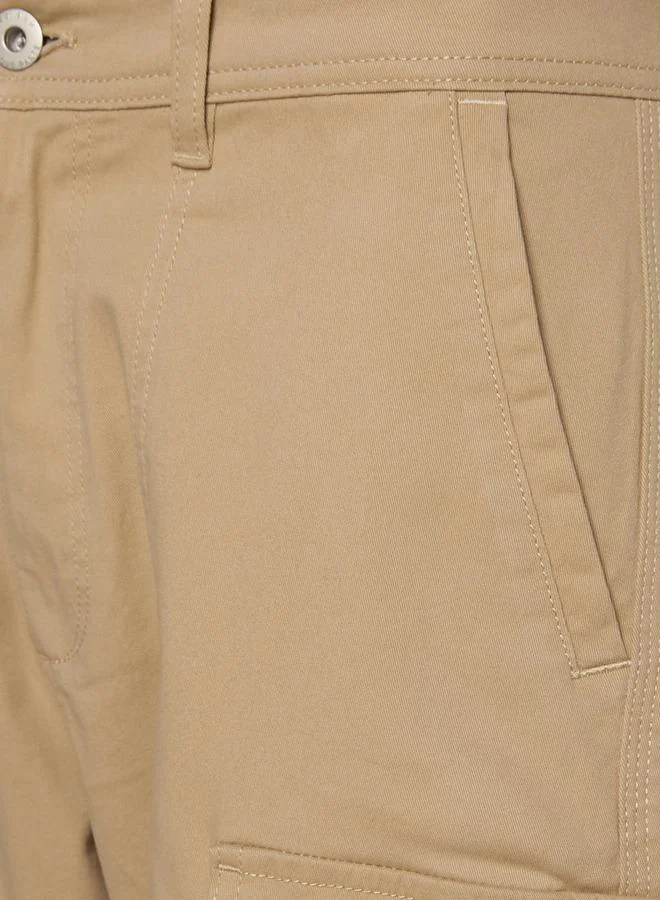 Splash FAV BEIGE Smart Regular Fit Twill Cargo Trousers for Men | Best Price UAE
