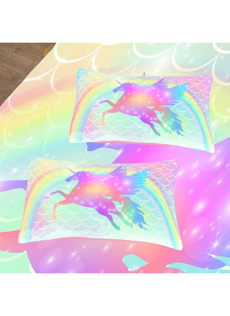 Tailor Shop Tailor Shop Unicorn Comforter Sets Full Size Rainbow Unicorn Bedding Sets for Girls Kids Teens with 2 Pillowcase  - Image 4