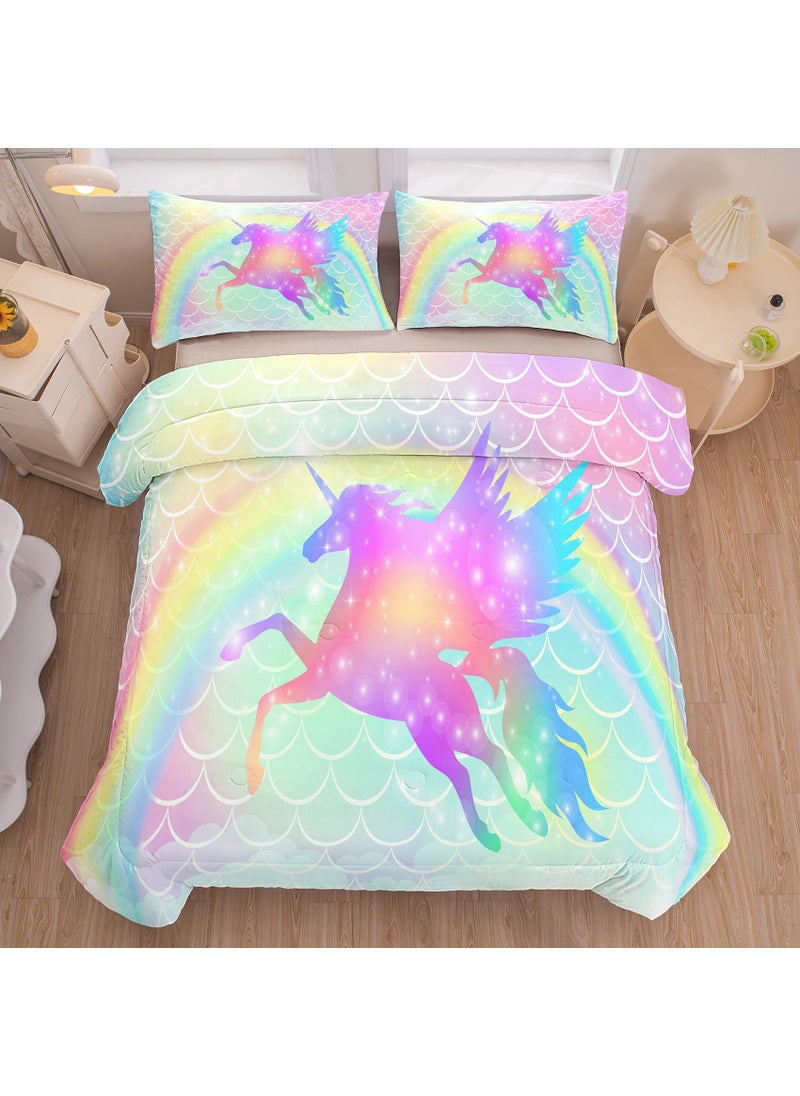 Tailor Shop Tailor Shop Unicorn Comforter Sets Full Size Rainbow Unicorn Bedding Sets for Girls Kids Teens with 2 Pillowcase  - Image 3