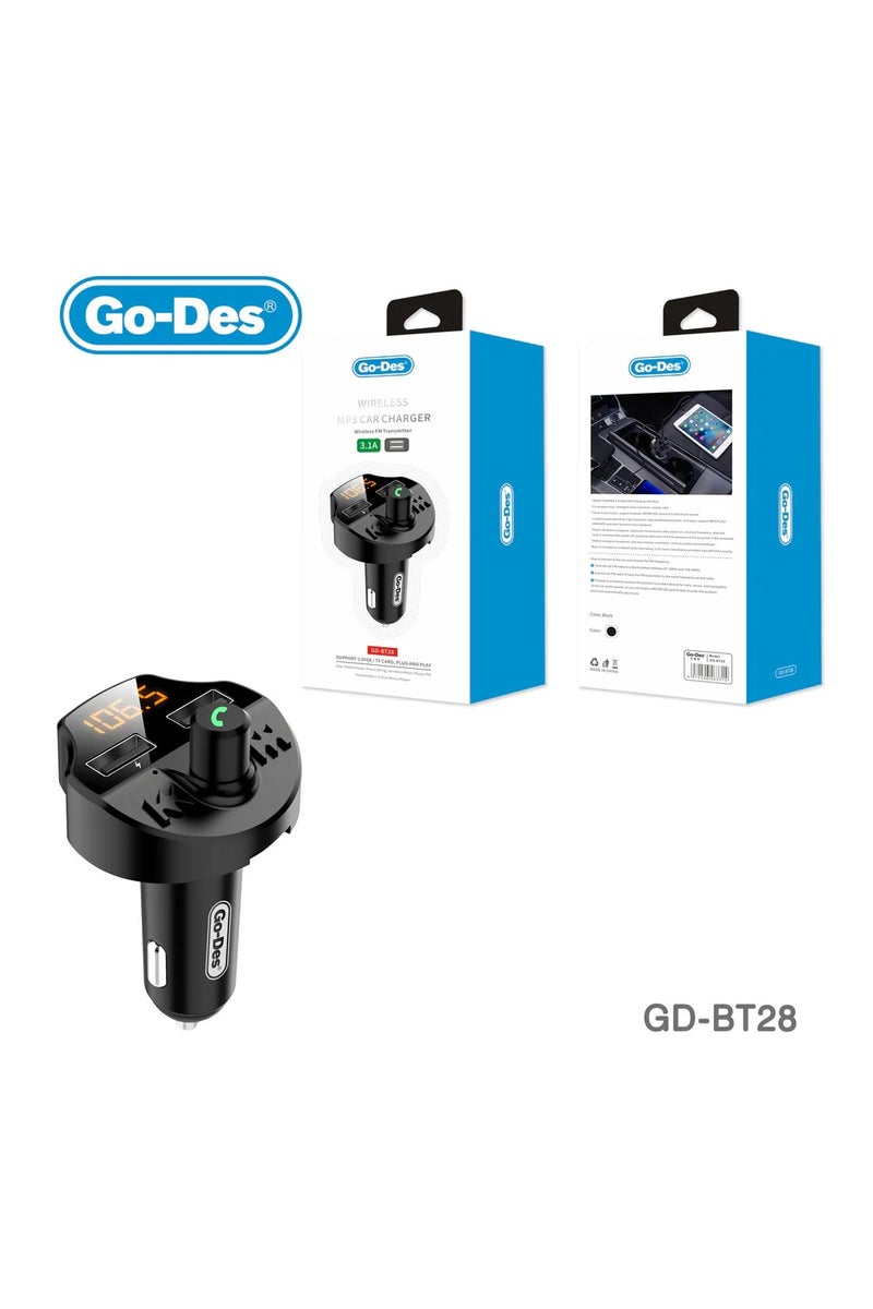 جو-ديز جهاز إرسال FM للسيارة بتقنية بلوتوث من ، شاحن سريع، 5 فولت، 2.4 أمبير، مجموعة أدوات سيارة بلوتوث بدون استخدام اليدين، محول مشغل MP3 للسيارة - Image 1