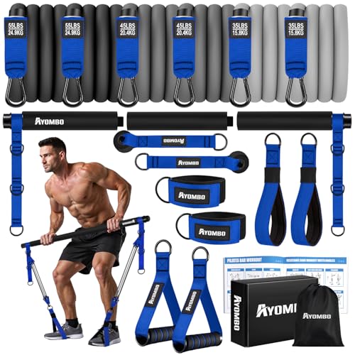 Ayombo Pilates Equipment, Heavy Duty Pilates Bar Kit with Resistance Bands, Portable Gym Pilates Bar for Home Squat Exercise, Legs, Waist, Arm, Abs, Chest, Shoulders Muscle Strength Workout Equipment - Image 1