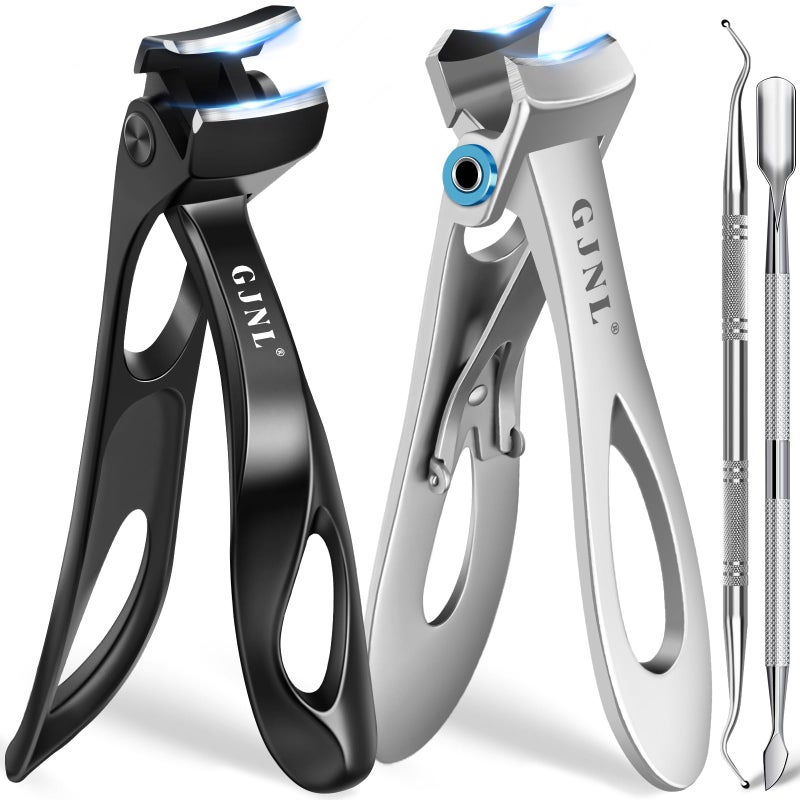 Toenail Clippers for Thick Nails for Seniors Angled Head Long Handled Toe Nail Clippers for Seniors Men with Wide Jaw Opening Heavy Duty Large Finger Nail Clippers Adult Cutter with Catcher