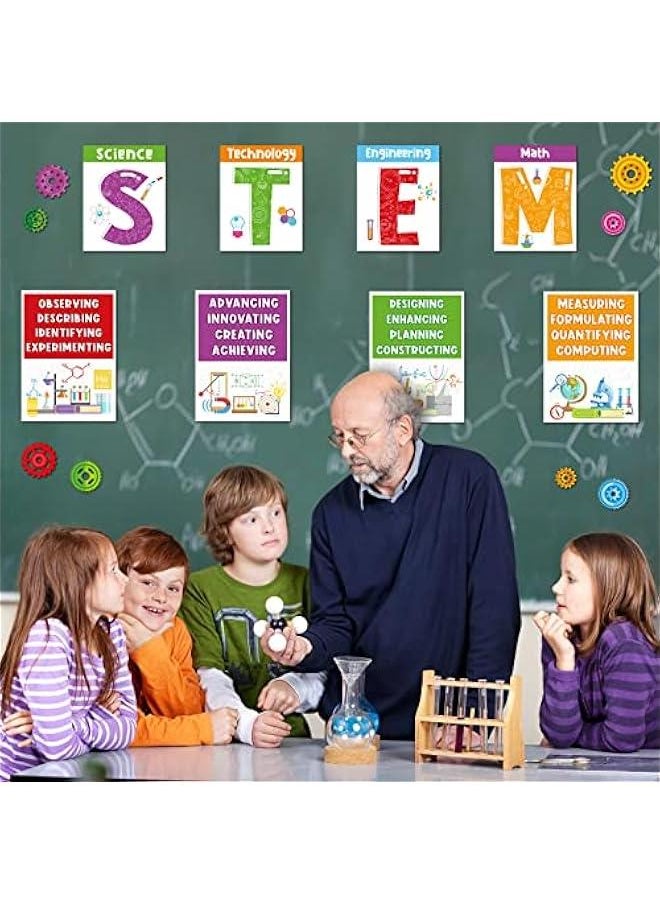 Arabest 40 Pcs Stem Science Bulletin Board Set Stem Classroom Decorations Scientist Posters Gear Shaped Cutouts Teachers Banner Wall Decor for Pre School Elementary Middle School Office Party Supplies  - Image 4