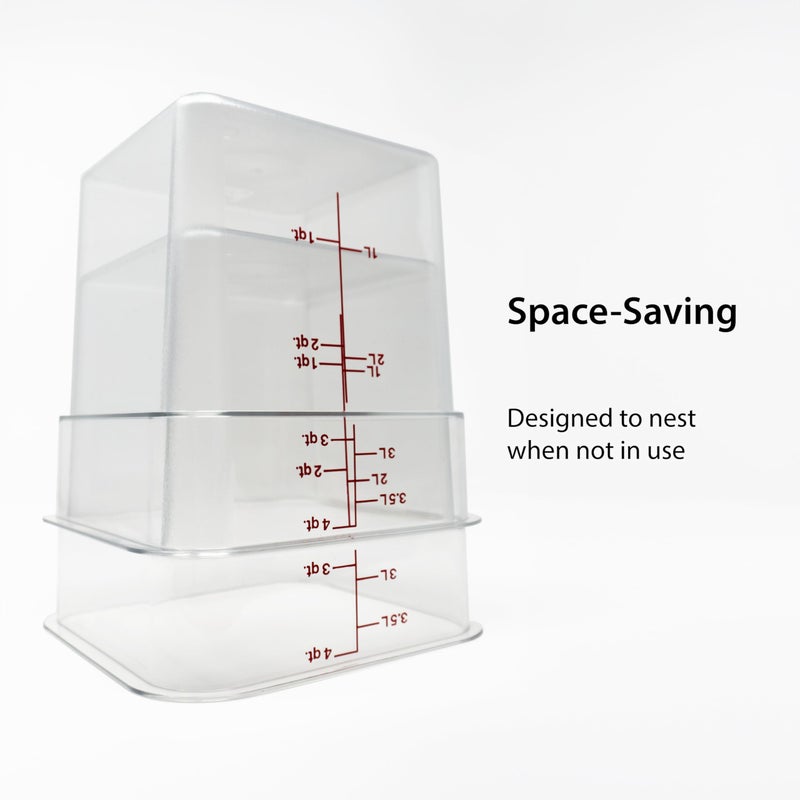 Cambro Food Storage Container with Lid (2 Pack) - Classic Series Square with Green Lid - 4 QT (Quart) - Commercial Grade for Food Prep (Clear) - Image 3