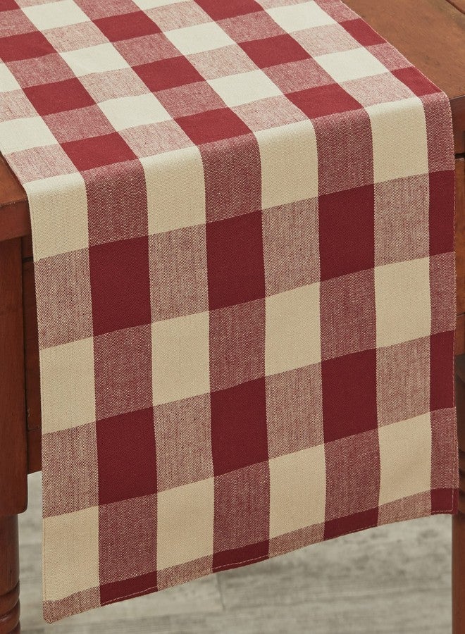 Park Designs Buffalo Check Backed Garnet Table Runner 13" x 54" - Image 1