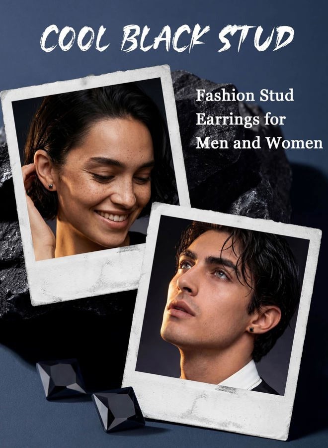 Jstyle Stainless Steel Black Stud Earrings for Men Women 20G Cubic Zirconia Black Earrings Studs for Sensitive Ears Hypoallergenic CZ Surgical Steel Earrings Pierced 3-8mm, 6MM, Stainless Steel, Cubic - Image 5