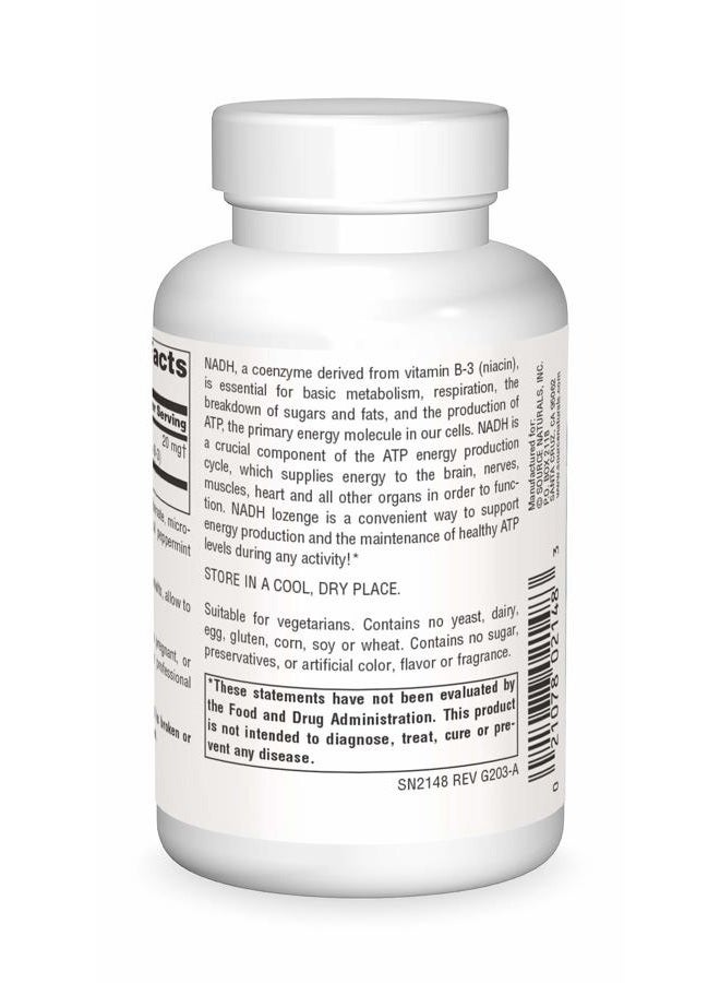 Source Naturals Nadh Boost Energy and Mental Alertness- 10 Tablets (12105030,20mg) - Image 2