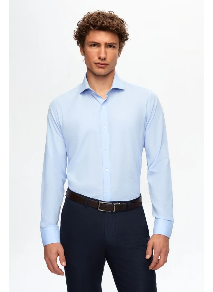 دي أس دامات Slim Fit Light Blue Italian Collar Slim Cut Classic Tie Holder Long Sleeve Easy Ironable N 2HF02ORT5185