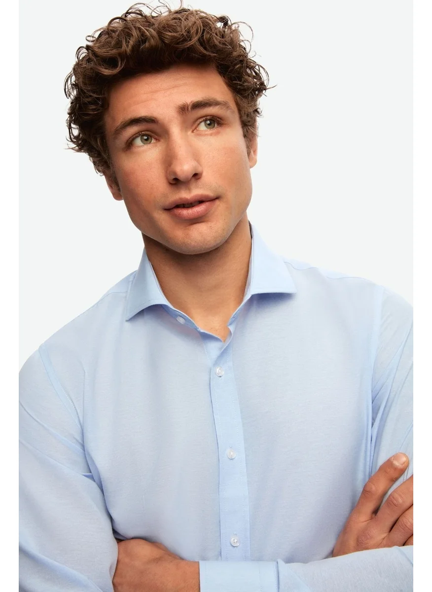 دي أس دامات Slim Fit Light Blue Italian Collar Slim Cut Classic Tie Holder Long Sleeve Easy Ironable N 2HF02ORT5185