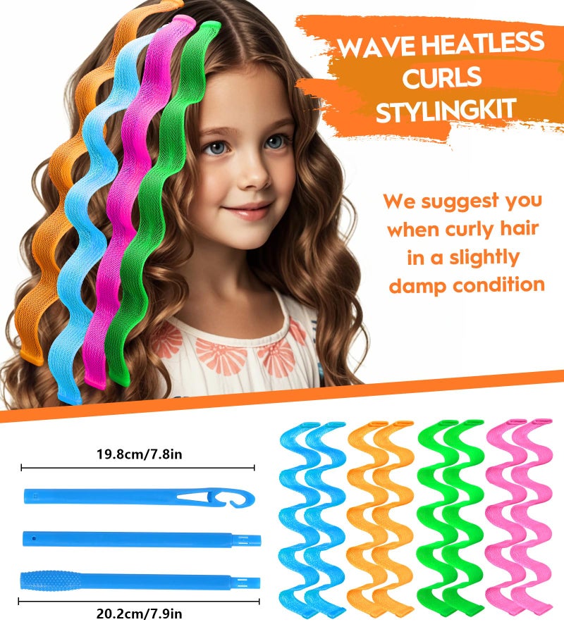 YEVYO 42 Pieces Heatless Waves Hair Curler, No Heat Damage Wavy Hair Curlers with 2 Sets of Styling Hooks, Heatless Curls for Women Girls Long Medium Hair (4 Colors,45cm/ 17.7") - Image 5