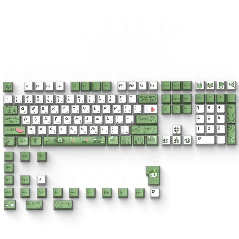 AKKO Frog Green PBT Keycap Set 129-Key OEM Profile 5-Side Dye-Sub Arabic Russian Korean for Akko FUN60 Pro, Aula F75 - Image 2