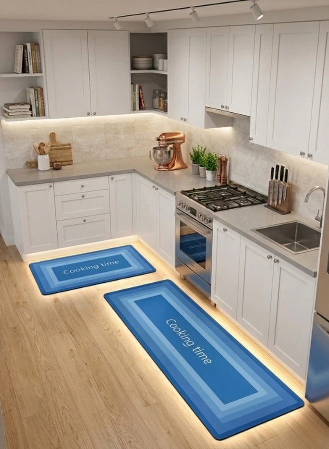 Happy Home 2 Pieces Kitchen Floor Mats, Super Absorbent Bathroom Mat, Washable Kitchen Rug, Diatom Mud Non-Slip Floor Mat for Office, Laundry, Bathroom (Size(38x57)+(38x116)cm) - Image 1