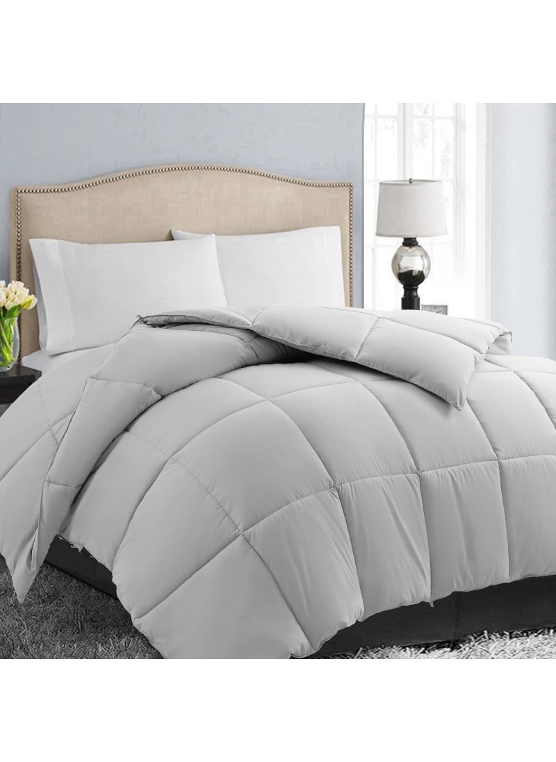 EASELAND EASELAND All Season Twin Size Soft Quilted Down Alternative Comforter Reversible Duvet Insert with Corner TabsWinter Summer Warm FluffyLight Grey64x88 inches 