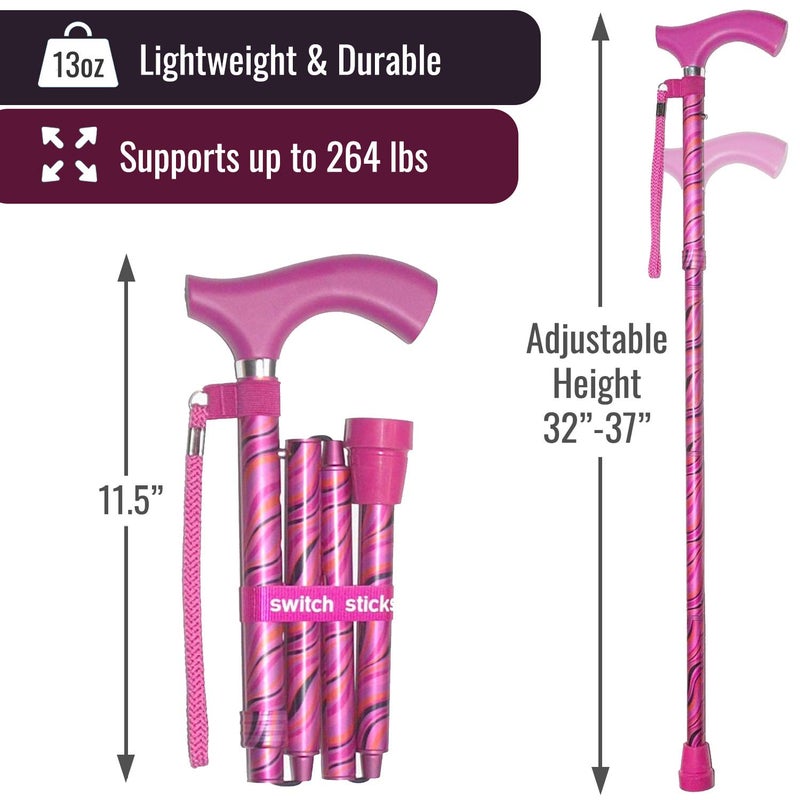 Switch Sticks Aluminum Adjustable Folding Cane and Walking Stick collapses and adjusts from 32 to 37 inches, Tango - Image 4