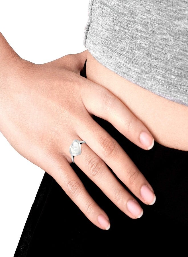 ايرافيدا خاتم إيرافيدا من الفضة الإسترليني عيار 925 مرصع بعرق اللؤلؤ الأبيض (مقاس 10) | خاتم رمز الحب بتصميم بسيط للنساء | هدية مجوهرات أنيقة - Image 5