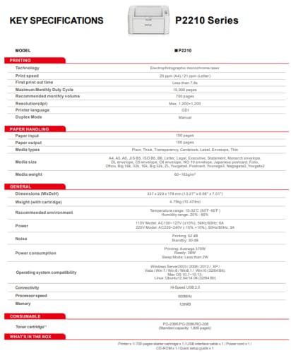 Pantum P2210 Mono Laser Single Function Printer White for Home and Office 22ppm Includes 1600 Page Start Toner Cartridge - Image 5