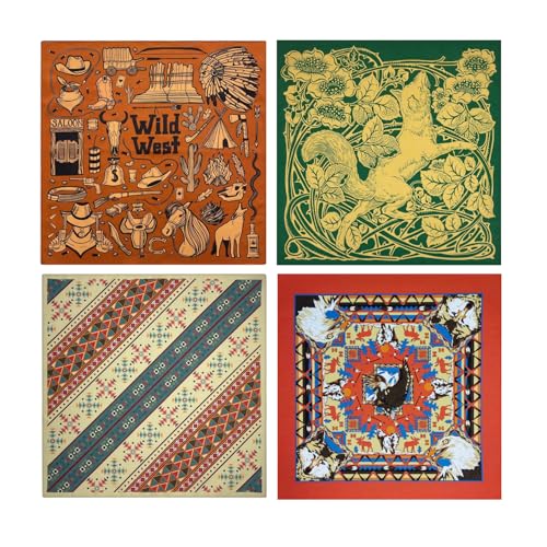 Bycc Bynn 4Pack 100 Cotton Bandana Set Vintage Graphic Print 22x22 inches Assorted 3 - Image 1