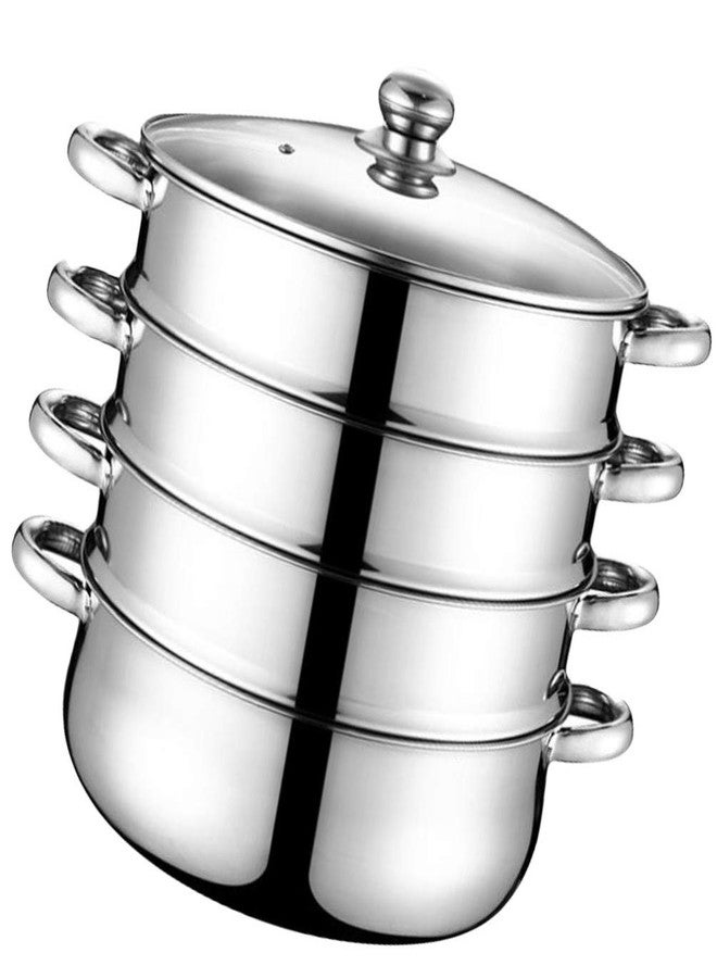 Cabilock 1pc Stainless Steel Steamer Pot Four-layer Extra Thick Soup Cooking Pot for Steaming Design for Space-saving Convenience - Image 1
